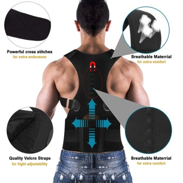 Posture Corrector Magnetic Straps - Adjustable, Black